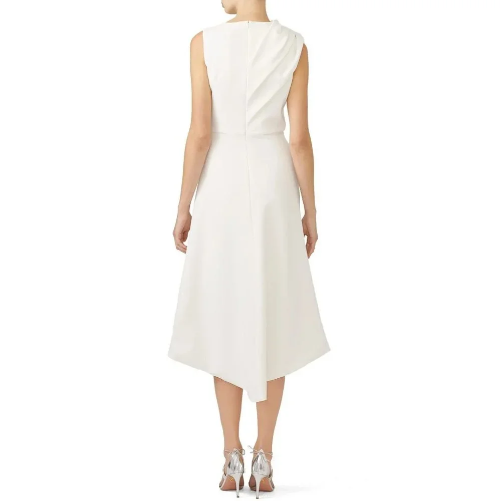 PREOWNED $1200 CHRISTIAN SIRIANO IVORY DRAPED RUCHED DRESS US SIZE 4 SOLD OUT! - Picture 2 of 6